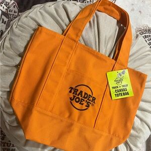 Trader Joe's Mini Orange Canvas Tote Bag